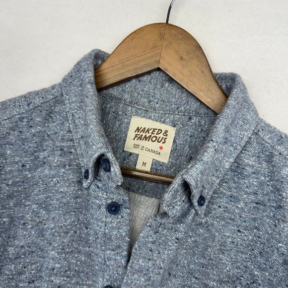 Naked & Famous Other - Naked Famous Shirt Mens Medium Blue Heavyweight Brushed Cotton Flannel Button up